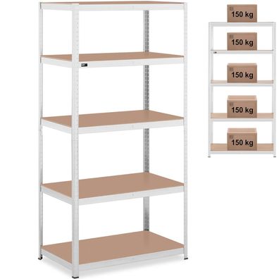 Metallregal, 5 Ablagen, 750 kg, 100 x 60 x 200 cm, grau