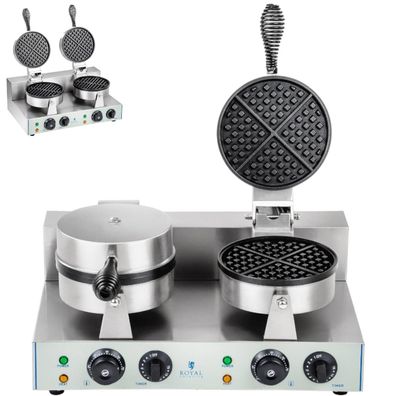 Doppeltes rundes Teflon-Waffeleisen, Waffeln mit 18,5 cm Durchmesser