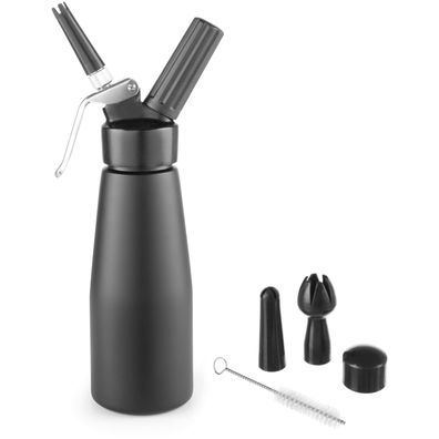 N2O Kitchen Line Sahnesiphon-Set + 3 Aufsätze 0,5 l - Schwarz - HENDI 588420