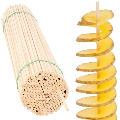 Buchenholzstäbchen für lockige Pommes frites, 45 cm/4 mm, 100 Stück