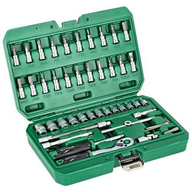 Steckschlüsselsatz 1/4" BMC Koffer 48 Teile Ratsche 90T Steckschlüssel STALCO