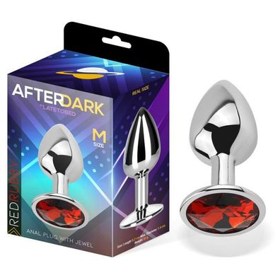 Butt Plug mit Juwel Rot Rubby Größe M Aluminium