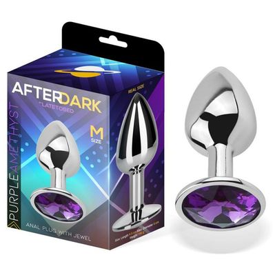 Butt Plug mit Juwel Lila Amethyst Größe M Aluminium