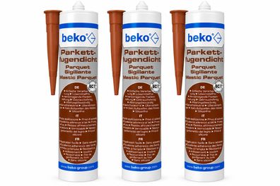 3x Beko Parkettfugendicht Eiche dunkel Parkett Laminat Dichtmasse Fuge 310ml