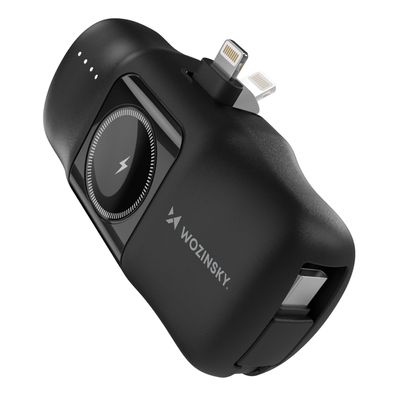 Mini-Powerbank 5000 mAh, 15 W, Lightning für iPhone & Apple Watch, Schwarz