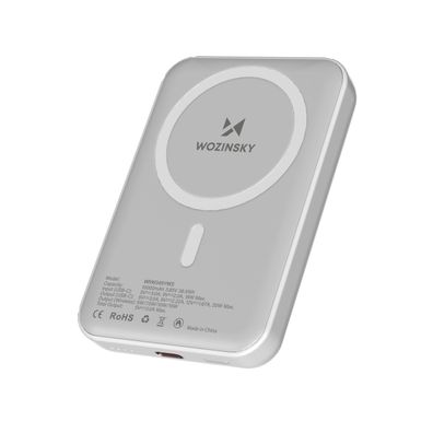 Magnetische Powerbank 10000 mAh mit 25 cm USB-C-Kabel - Weiß