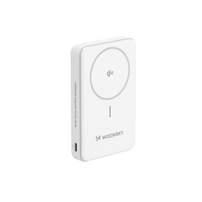 Qi2 10000mAh Magnetische Powerbank mit USB-A, USB-C, 22,5W PD-Ladestation - Weiß