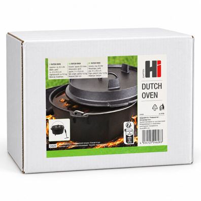 Gardissimo Dutch Oven 8,5 L Gusseisen Feuertopf mit Deckelheber