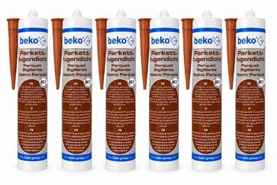 6x Beko Parkettfugendicht Eiche dunkel Parkett Laminat Dichtmasse Fuge 310ml