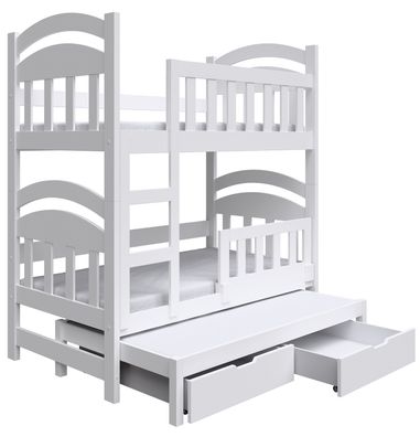 Selsey Dopio - Etagenbett für 3 Personen mit Matratzen, weiß, 75x180 cm