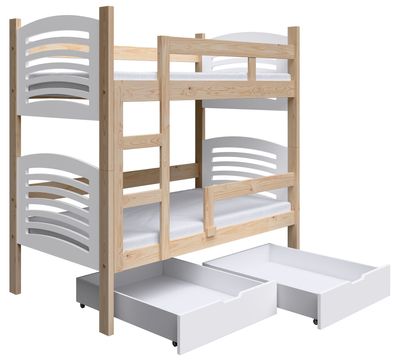 Selsey Cami - Etagenbett mit Matratzen, Eichenholzoptik, 75x180 cm