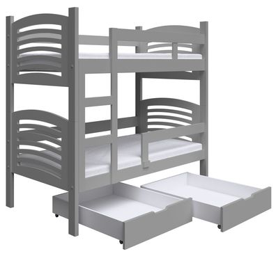 Selsey Cami - Etagenbett mit Matratzen, Grau, 75x180 cm