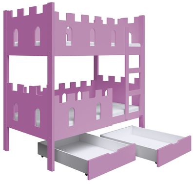 Selsey Castelo - Etagenbett mit Matratzen, Rosa, 75x180 cm