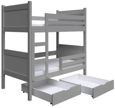 Selsey Frello - Etagenbett mit Matratzen, Grau, 80x180 cm