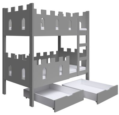Selsey Castelo - Etagenbett mit Matratzen, Grau, 75x180 cm