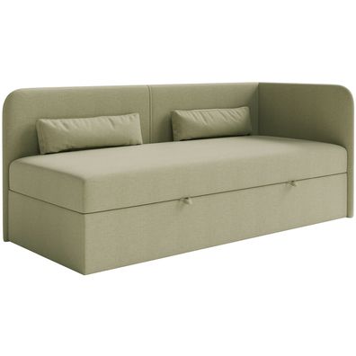 Selsey Calmmo - Jugendbett 90x200 mit Bettkasten, Chenille-Bezug, Kopfteil rechts, Ol