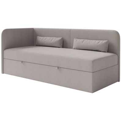 Selsey Calmmo - Jugendbett 90x200 mit Bettkasten, Chenille-Bezug, Kopfteil links, Dun