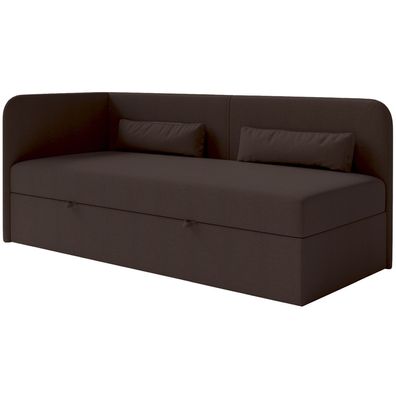 Selsey Calmmo - Jugendbett 90x200 mit Bettkasten, Chenille-Bezug, Kopfteil links, Dun