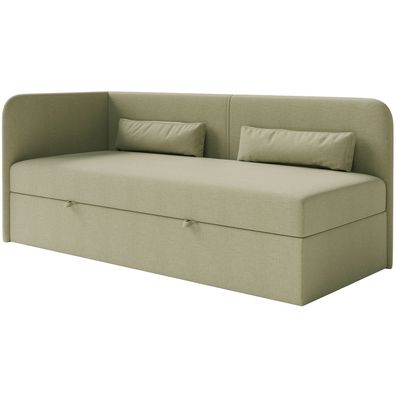 Selsey Calmmo - Jugendbett 90x200 mit Bettkasten, Chenille-Bezug, Kopfteil links, Oli