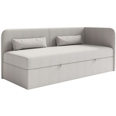 Selsey Calmmo - Jugendbett 90x200 mit Bettkasten, Chenille-Bezug, Kopfteil rechts, He