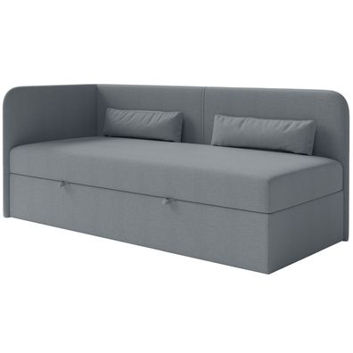 Selsey Calmmo - Jugendbett 90x200 mit Bettkasten, Chenille-Bezug, Kopfteil links, Dun