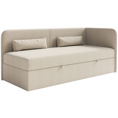 Selsey Calmmo - Jugendbett 90x200 mit Bettkasten, Chenille-Bezug, Kopfteil rechts, He