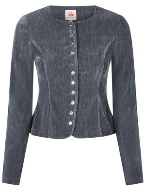 Trachtenjacke Karin Samt blau-grau
