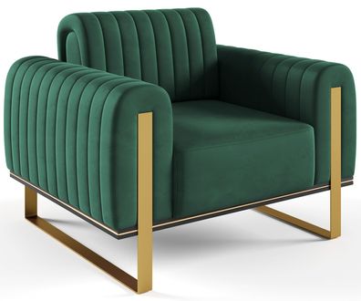 Selsey Parissa - Sessel, Samt Grün goldene Füße, 106 cm