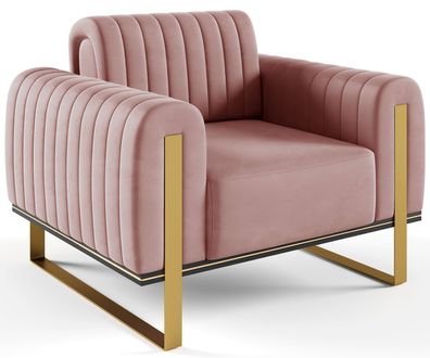 Selsey Parissa - Sessel, Samt Rosa goldene Füße, 106 cm