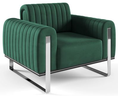 Selsey Parissa - Sessel, Samt Grün verchromte Füße, 106 cm