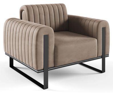 Selsey Parissa - Sessel, Samt Beige schwarze Füße, 106 cm