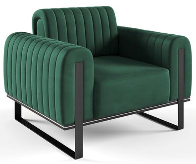 Selsey Parissa - Sessel, Samt Grün schwarze Füße, 106 cm