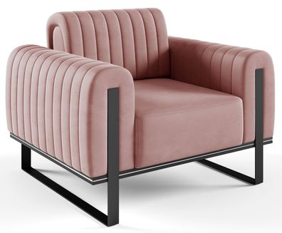 Selsey Parissa - Sessel, Samt Rosa schwarze Füße, 106 cm