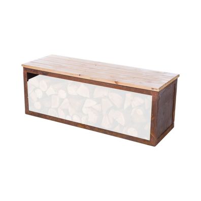 Redfire Holzlagerbank Tyr Holz/Stahl Rost-Look Out­door-Bank mit Stauraum 210057