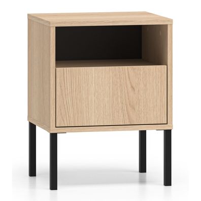 Selsey Barnee - Nachttisch 1 Schublade mit offenem Fach, Eichenholzoptik, 40 cm