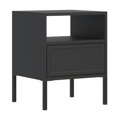 Selsey Velveto - Nachttisch mit Schublade und Nische, schwarz, 45 cm