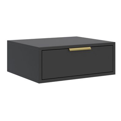 Selsey Vena - Hängender Nachttisch mit Schublade, Schwarz, 50 cm