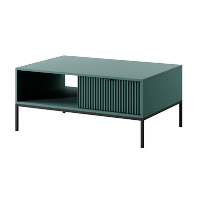 Selsey Vellore - Couchtisch mit Schublade und schwarzem Gestell, Grün, 104 x 68 cm