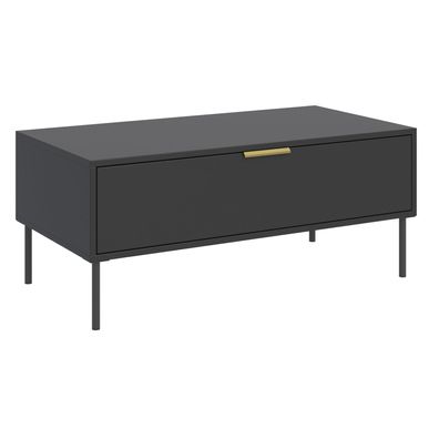 Selsey Vena - Couchtisch mit Schublade, schwarz, 100x50 cm