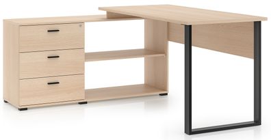 Selsey Odelis - Eckschreibtisch mit 3 Schubladen, Eichenholzoptik, 167 cm
