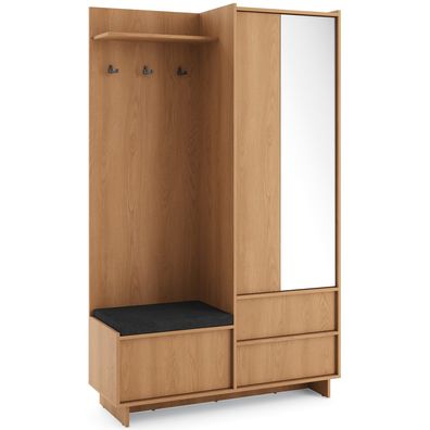 Selsey Yasumi - Kleiderschrank mit 2 Schubladen, Karamell-Eiche, 125 cm