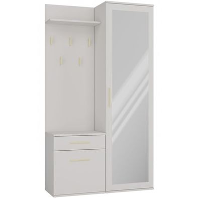 Selsey Duvio - Flurgarderobe mit Schrank und Spiegel, Greige, 100 cm