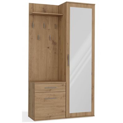 Selsey Duvio - Flurgarderobe mit Schrank und Spiegel, Eiche Artisan, 100 cm
