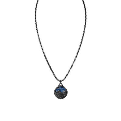 Holzkern Schmuck Herren-Kette Edelstahl Archetype Sodalith/Dunkelgrau