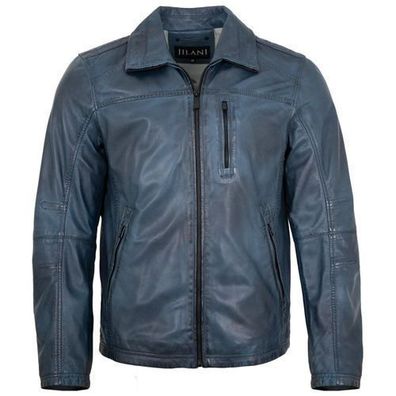 Jilani - Herren Lederjacke Lammnappa dunkelblau antik