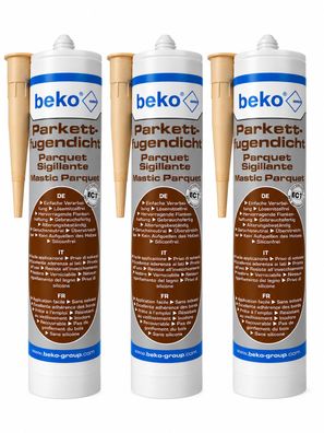 3x Beko Parkettfugendicht Ahorn Kiefer Parkett Laminat Dichtmasse Fuge 310ml