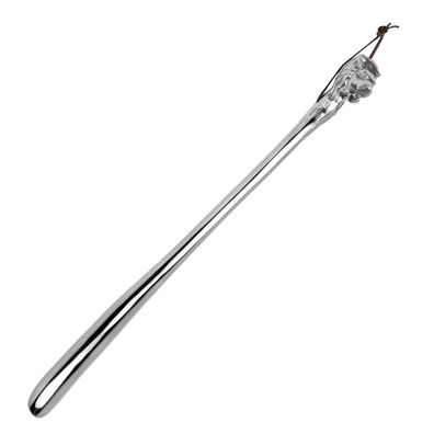 Alu Schuhanzieher 56 cm lang Schuhlöffel mit Aufhängung & Griff als Löwenkopf