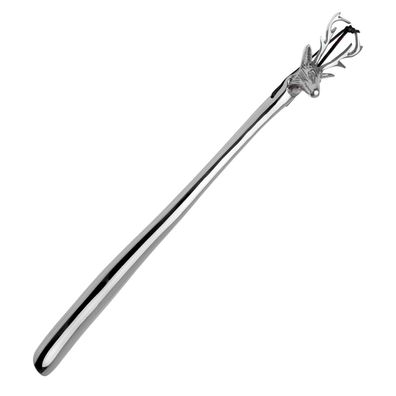 Alu Schuhanzieher 56 cm lang Schuhlöffel mit Aufhängung & Griff als Hirschkopf