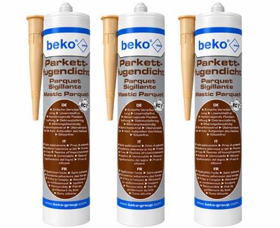 3x Beko Parkettfugendicht Buche dunkel Parkett Laminat Dichtmasse Fuge 310ml