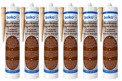 6x Beko Parkettfugendicht Buche hell Parkett Laminat Dichtmasse Fuge 310ml